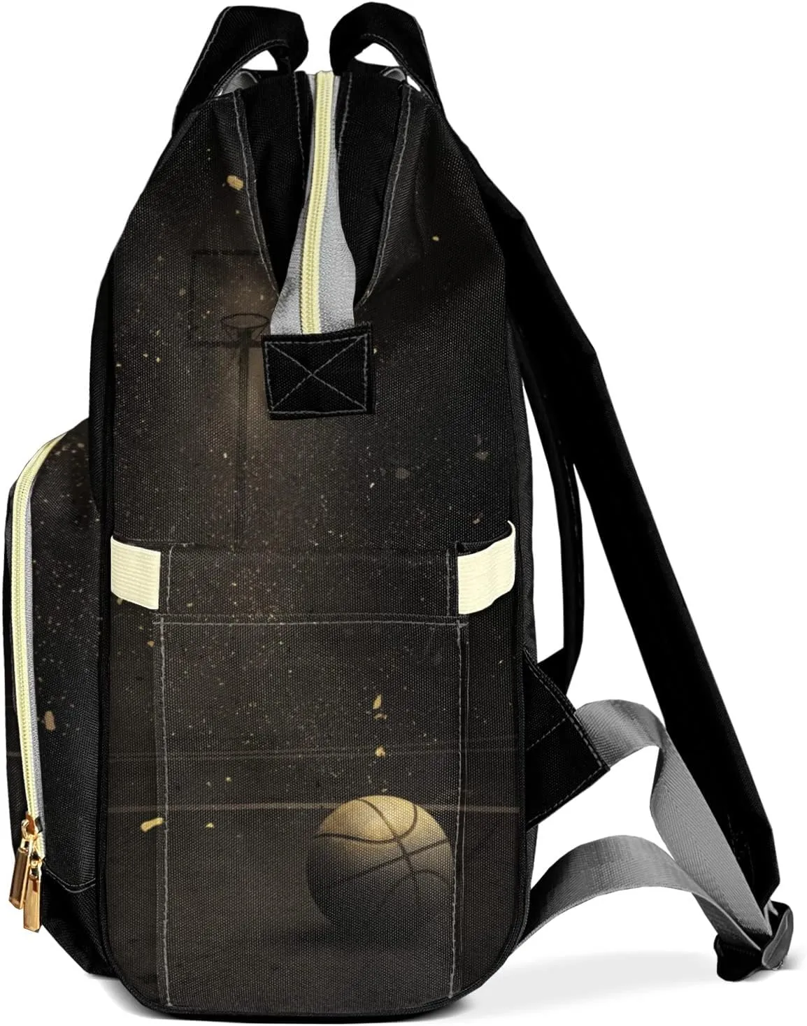 Personalized Diaper Bag Gold Basketball Backpacks Custom Name Mommy Nursing Bag Gift for Student