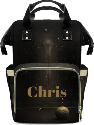 Personalized Diaper Bag Gold Basketball Backpacks Custom Name Mommy Nursing Bag Gift for Student
