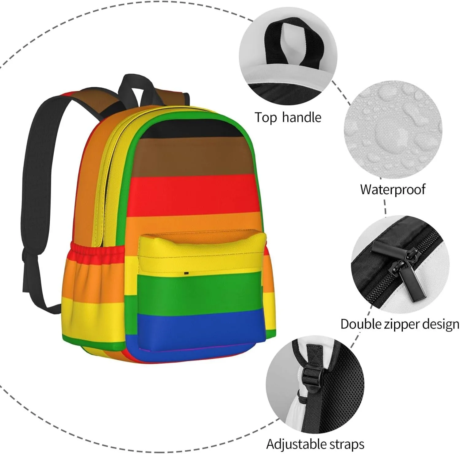 Philadelphia Pride Flag Laptop Backpack Shoulder Bag Laptop Pack Travel Backpacks Commuter Back Pack Casual Daypack Bags With Side Pockets
