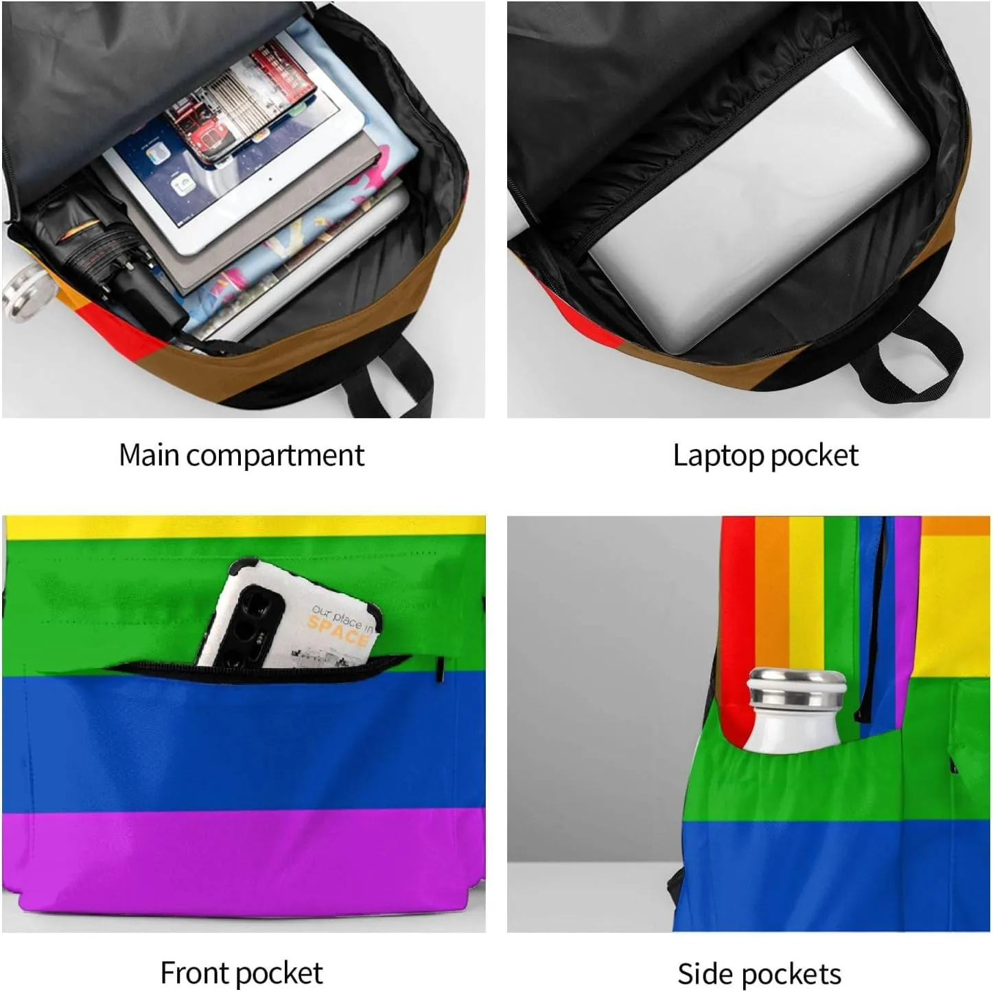 Philadelphia Pride Flag Laptop Backpack Shoulder Bag Laptop Pack Travel Backpacks Commuter Back Pack Casual Daypack Bags With Side Pockets