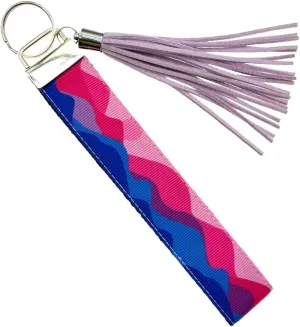 Pride Flag Keychain Wristlet Bracelet,with Tassel Gifts for Women, Bisexual Keychain LGBTQ wrist strap for keys car keys wristlet (Bisexual Pride)
