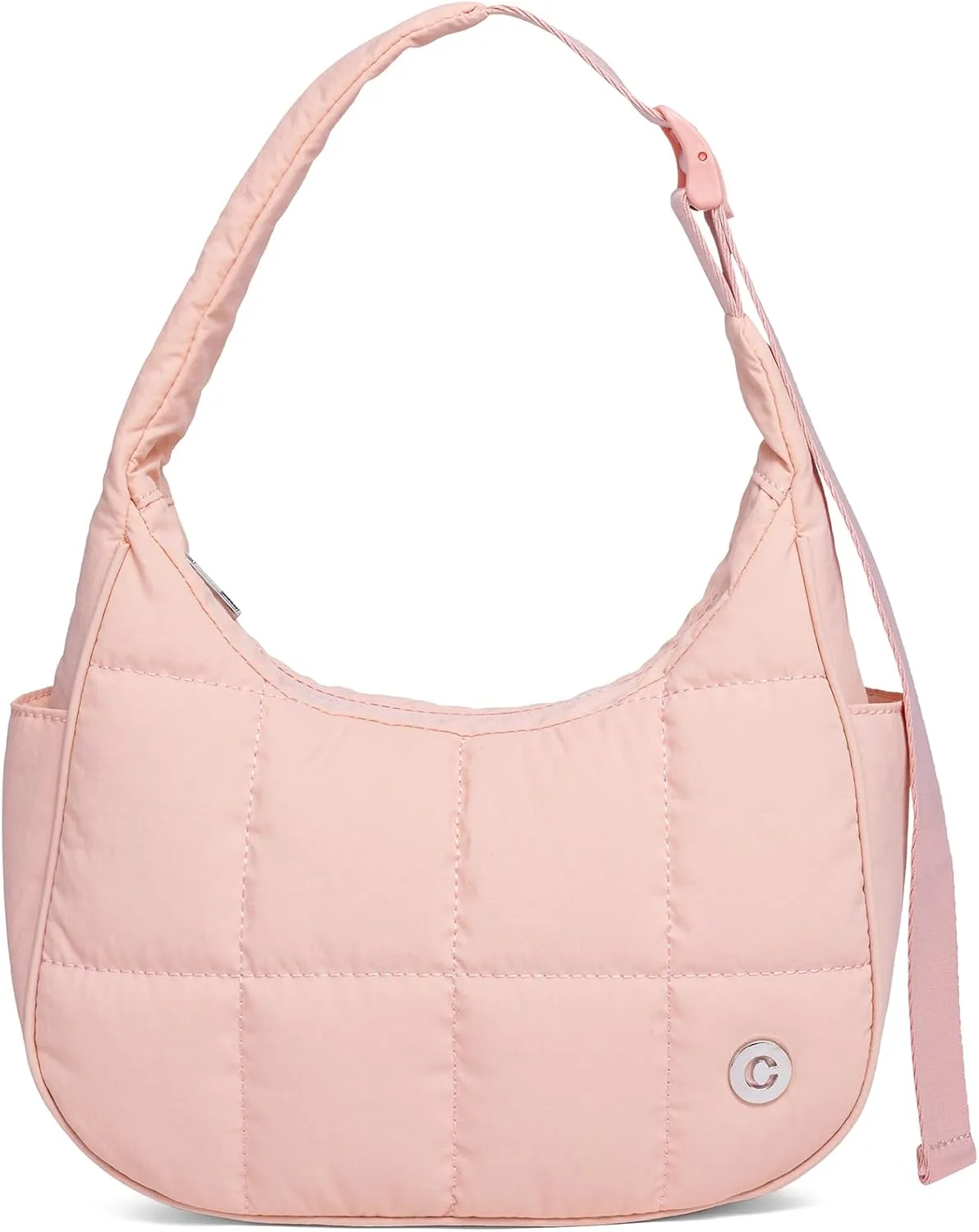 Puffer Shoulder Crescent Bag for Women Nylon Hobo Bags Purse for Women Small Quilted Bag with Adjustable Strap
