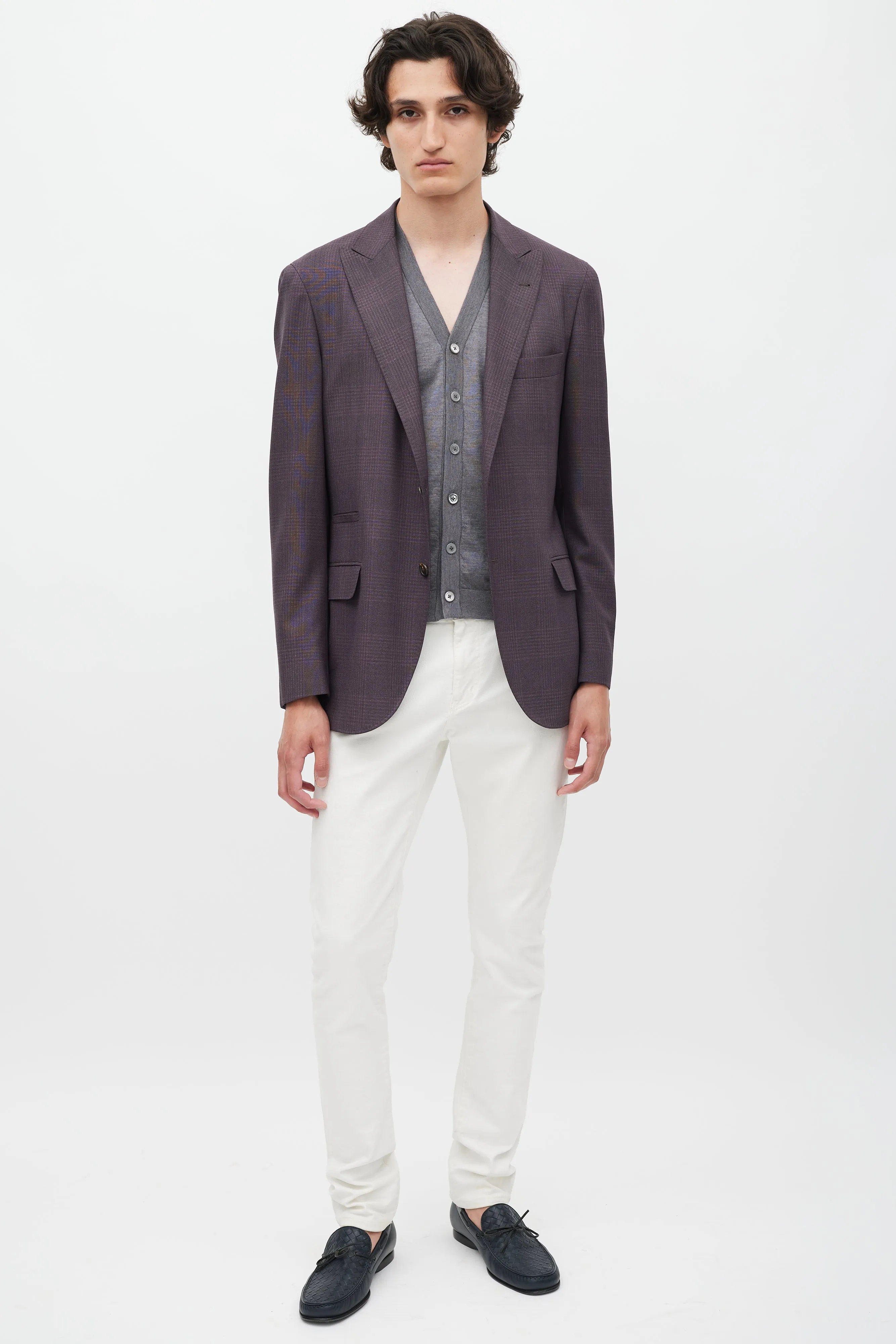 Purple Wool Plaid Blazer