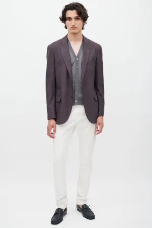 Purple Wool Plaid Blazer