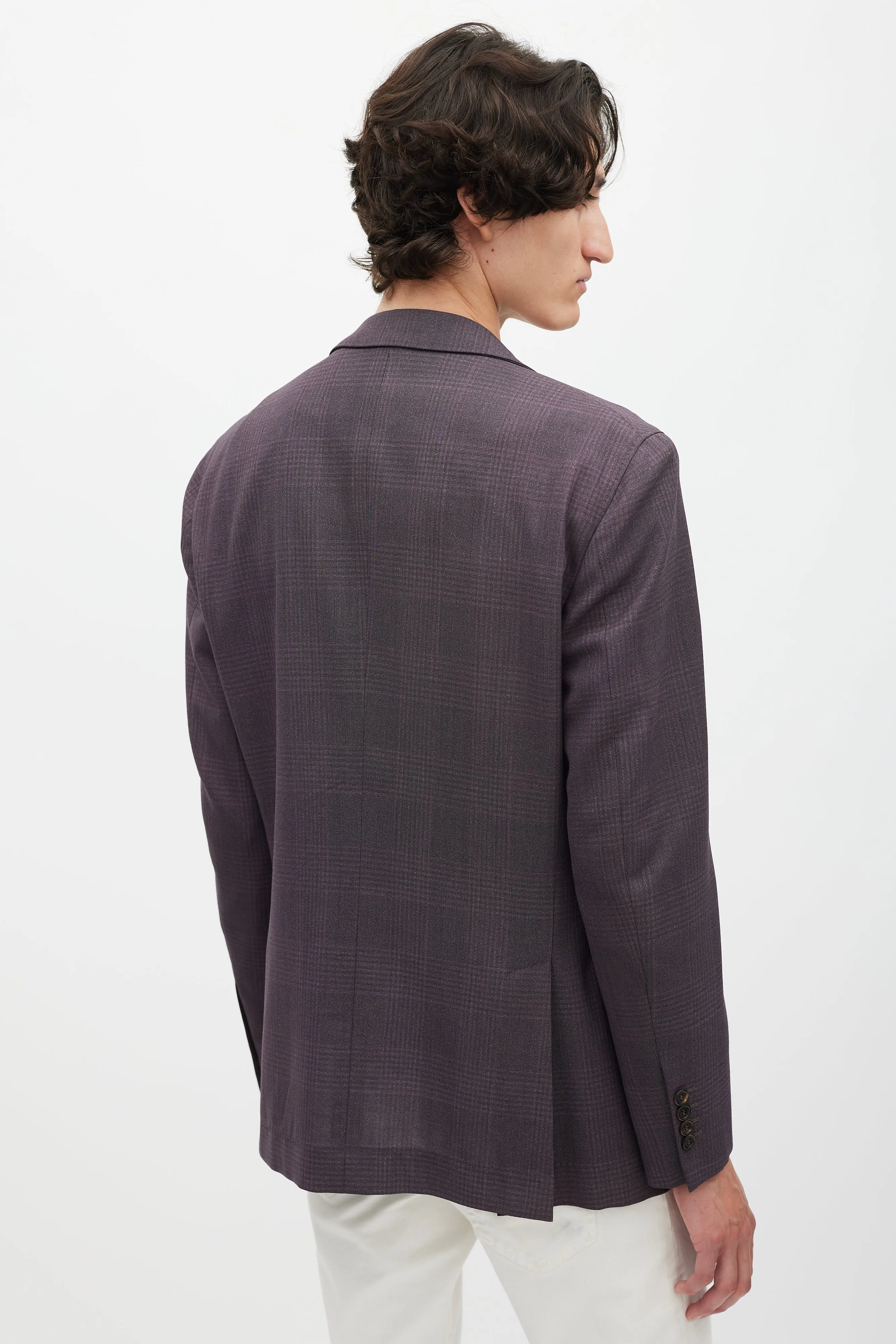 Purple Wool Plaid Blazer
