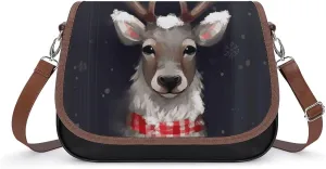 Reindeer Shoulder Bags PU Leather Shoulder Handbag Large Capacity Crossbody Bag for Women