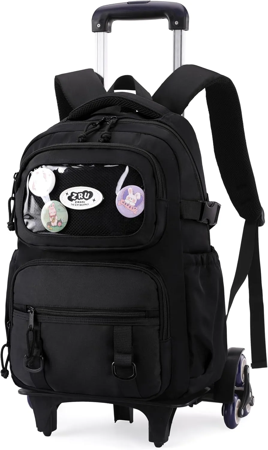 Rolling Backpacks for Girls Plain School Backpack Cute Girls Backpack with Wheels