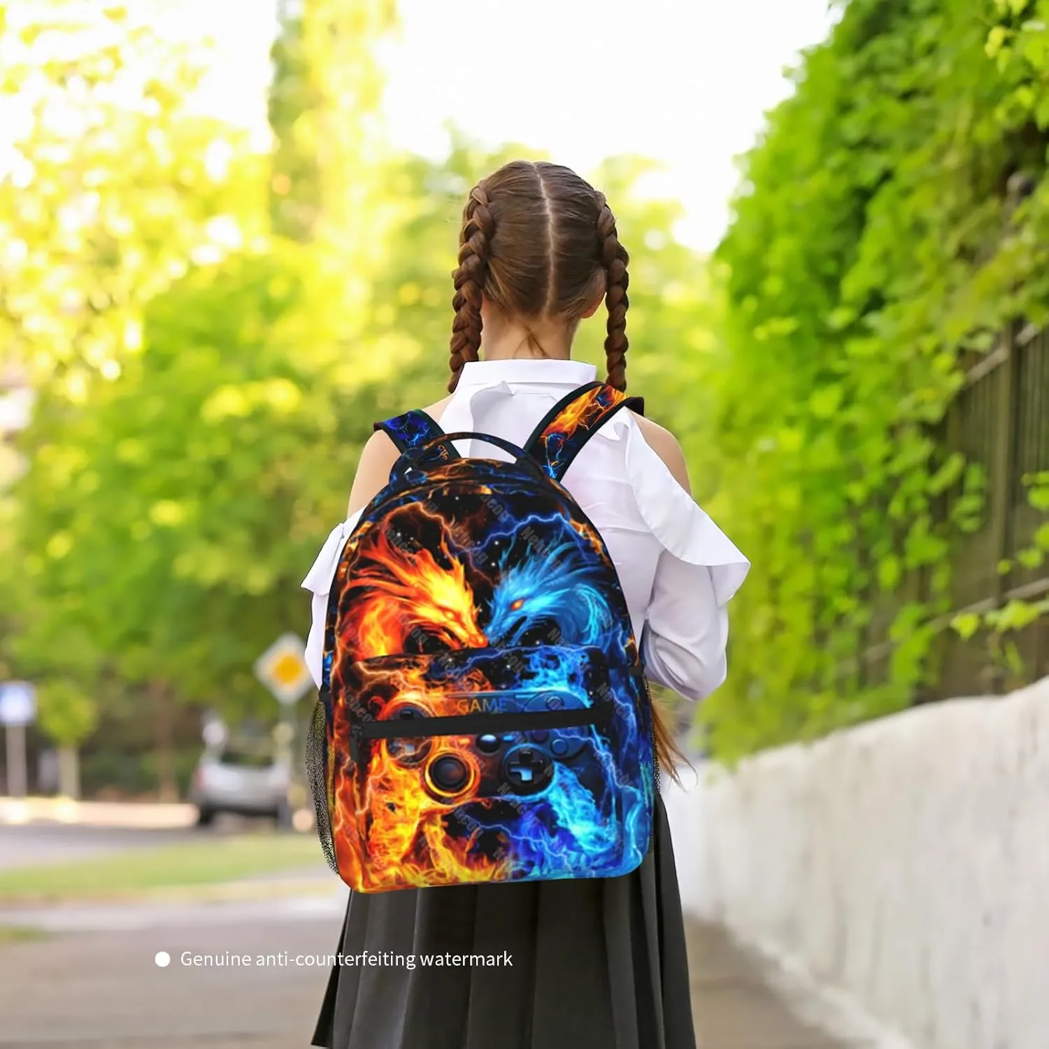 School Backpack for Boys Dragon Gamer Boys Backpack for Kids Children Elementary Middle School Video Game Bookbag Backpacks for 6-18 Waterproof Lightweight 17 Inches Travel Back Pack