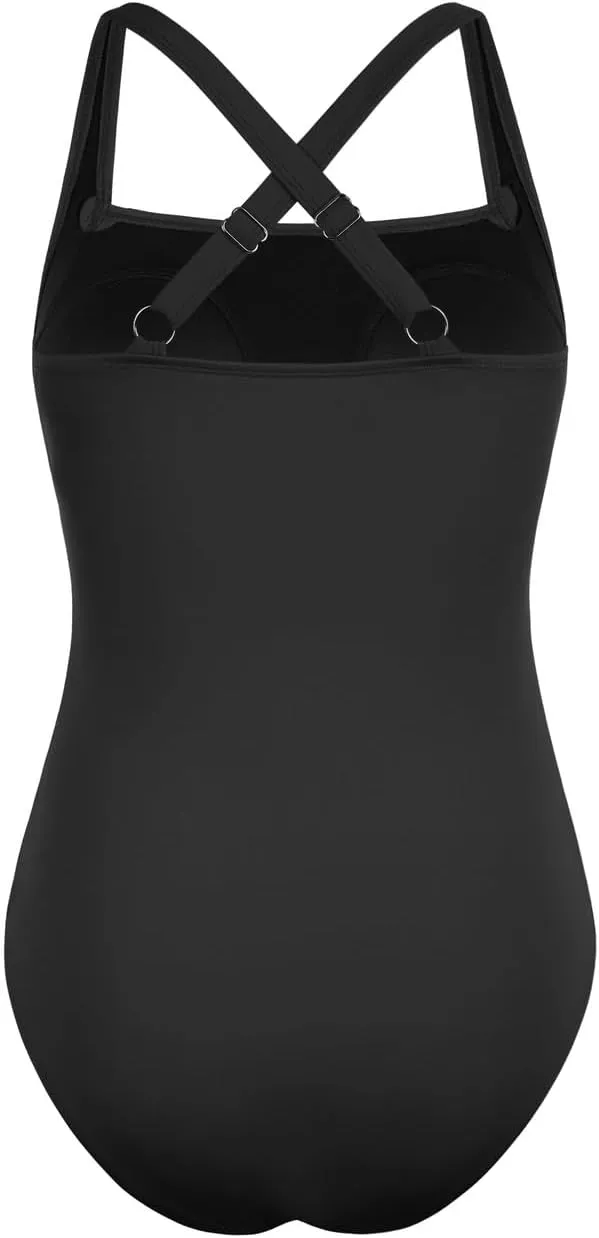 Septangle Womens One Piece Swimsuit Ruched Tummy Control Bathing Suits Athletic Swimwear