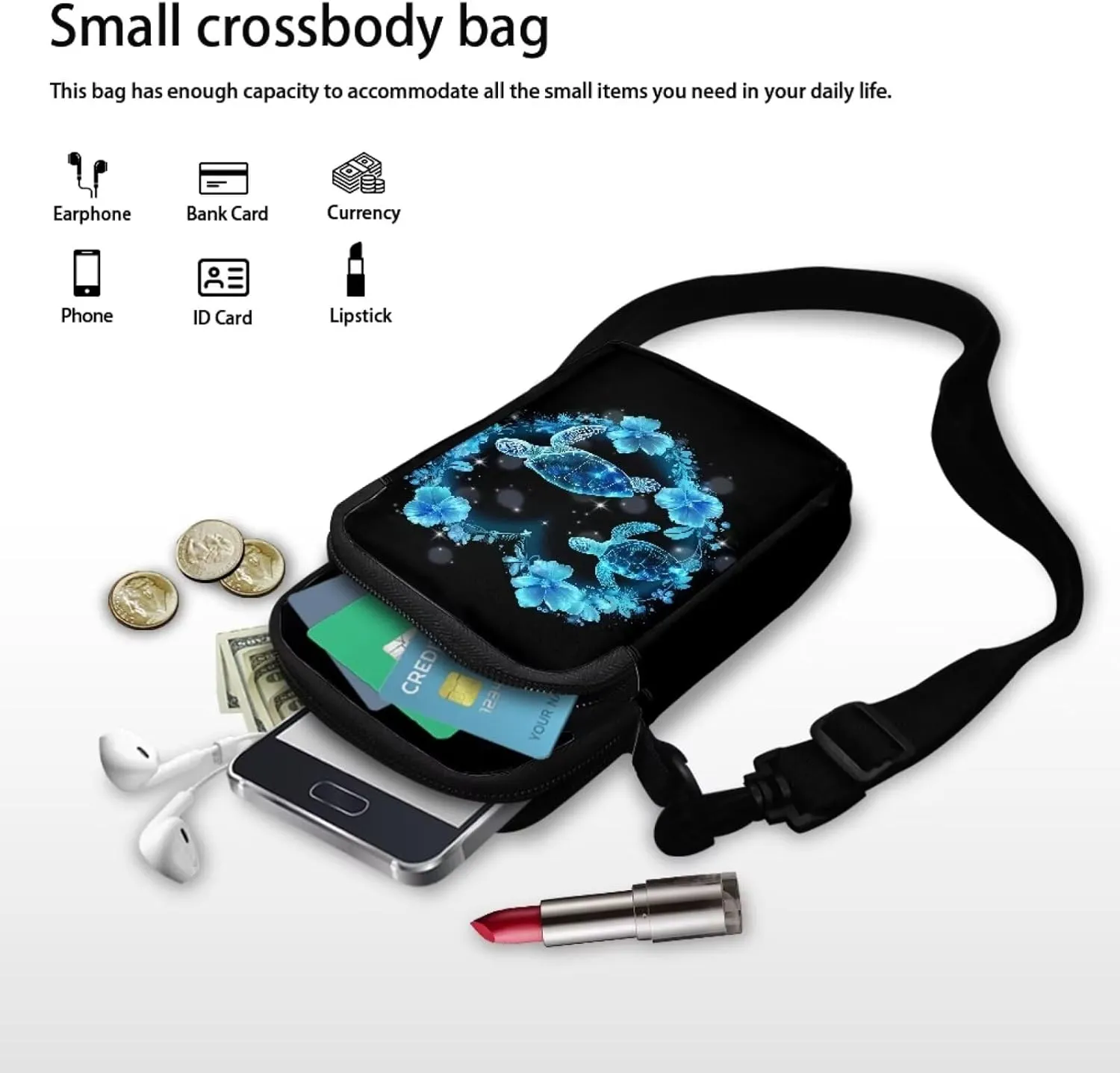 Shoulder Bags with Zipper, Crossbody Messenger Bag Chest Bag Waist Pouch Purse