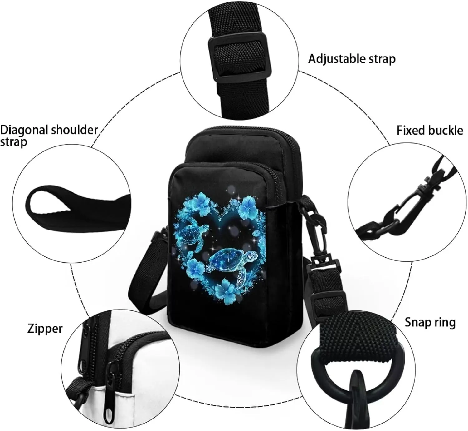 Shoulder Bags with Zipper, Crossbody Messenger Bag Chest Bag Waist Pouch Purse
