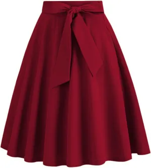 Skirts for Women Knee Length Summer Vacation Comfy Pleated a Line Skirts High Waisted Swing Skater Skirt