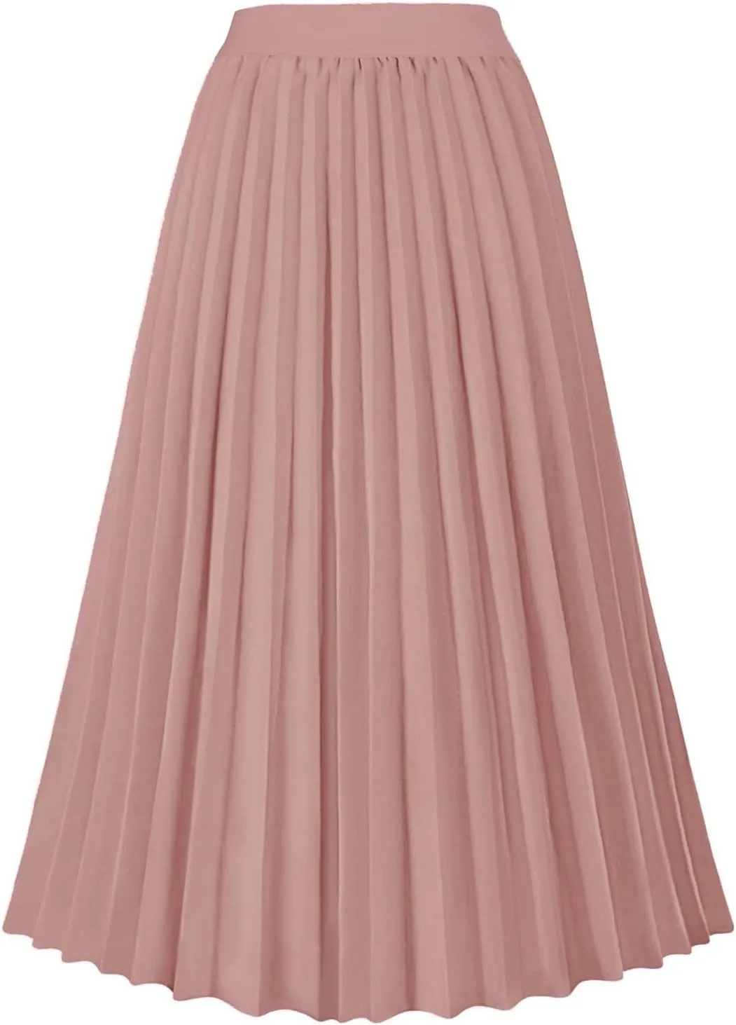 Skirts for Women Womens Solid Pleated Elegant Midi Elastic Waist Maxi Skirt