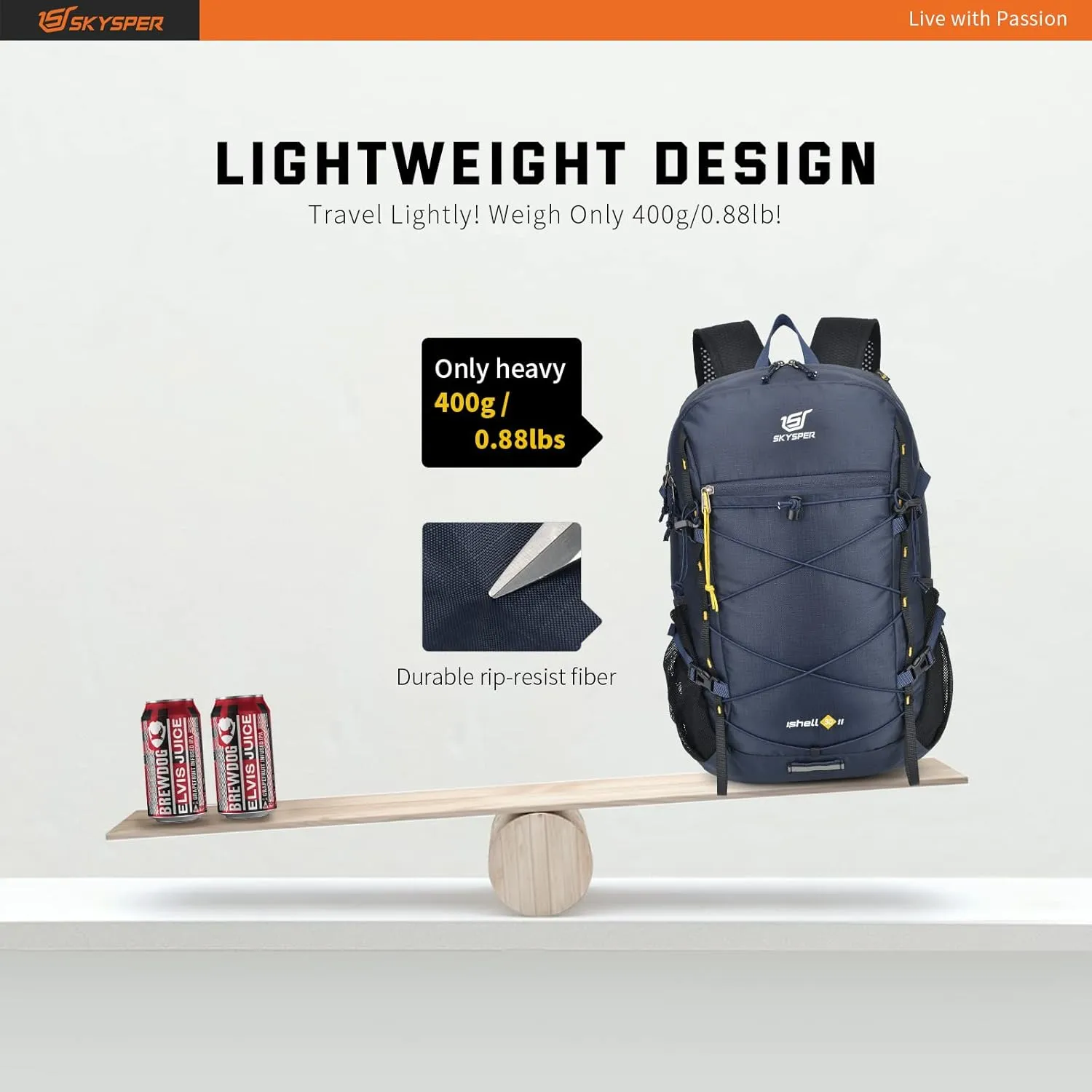 SKYSPER Packable Hiking Backpack 30L Lightweight Daypack Travel Backpacks for Women MenBlue