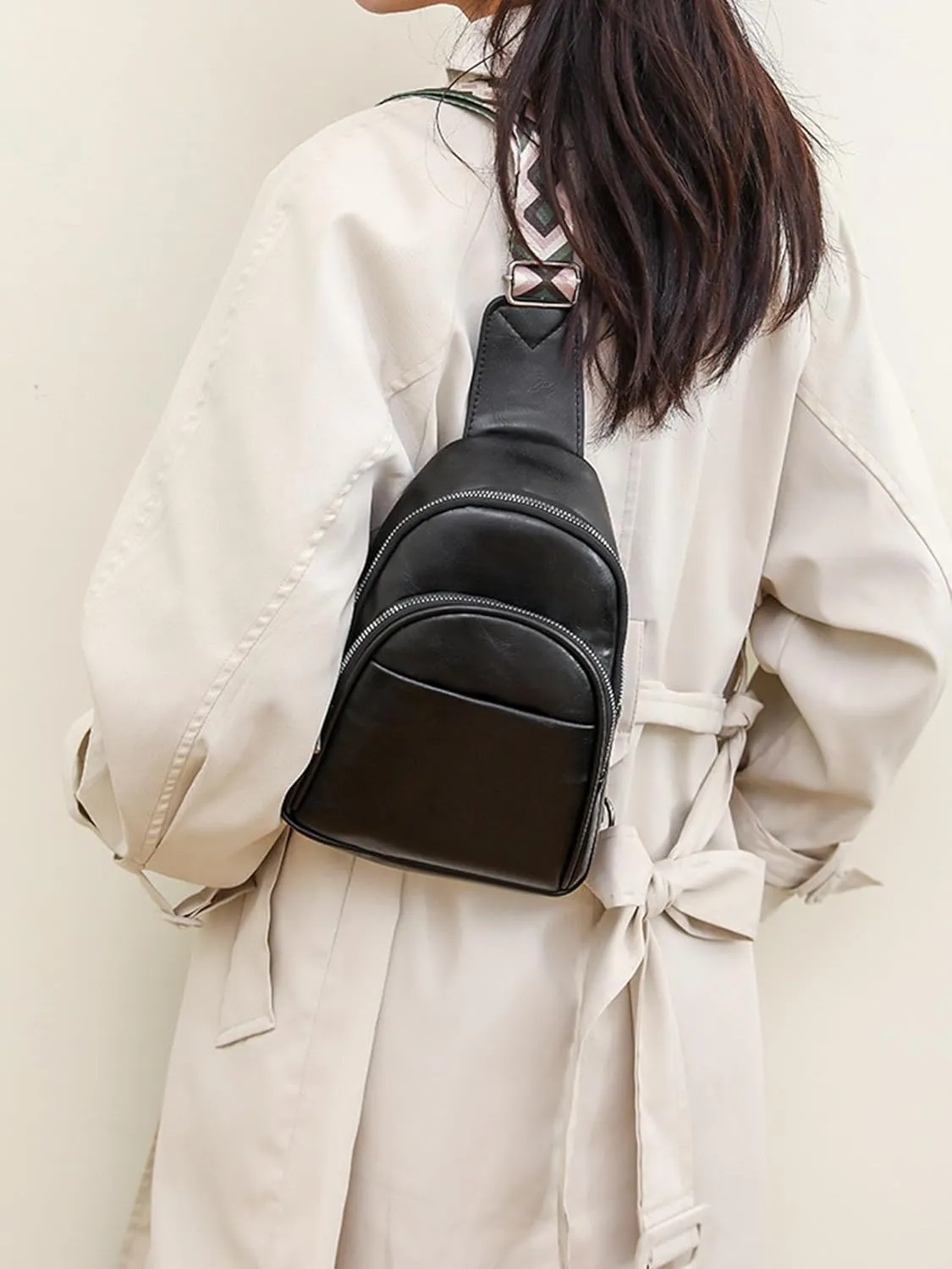 Small Sling Bag for Women Crossbody Bags Leather Fanny Packs Chest Bag Purse Belt Bag Over Shoulder