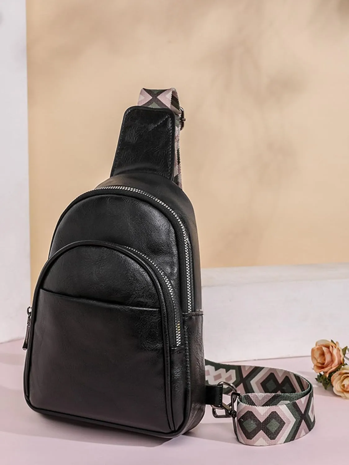 Small Sling Bag for Women Crossbody Bags Leather Fanny Packs Chest Bag Purse Belt Bag Over Shoulder