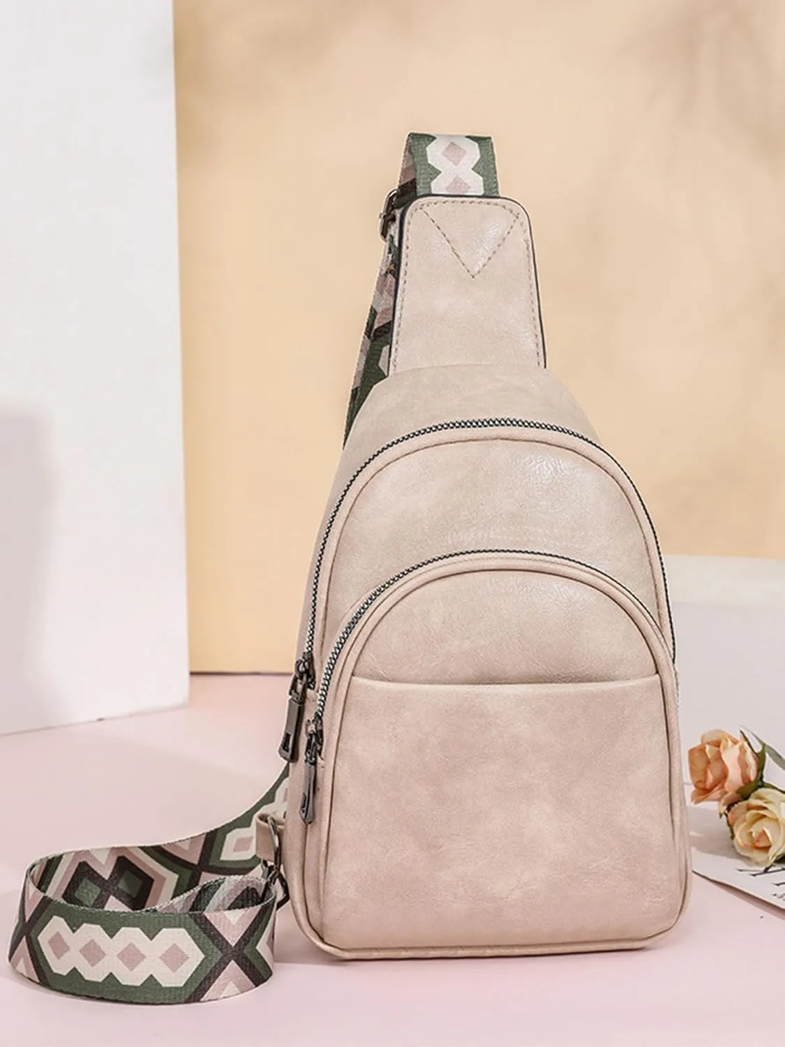 Small Sling Bag for Women Crossbody Bags Leather Fanny Packs Chest Bag Purse Belt Bag Over Shoulder