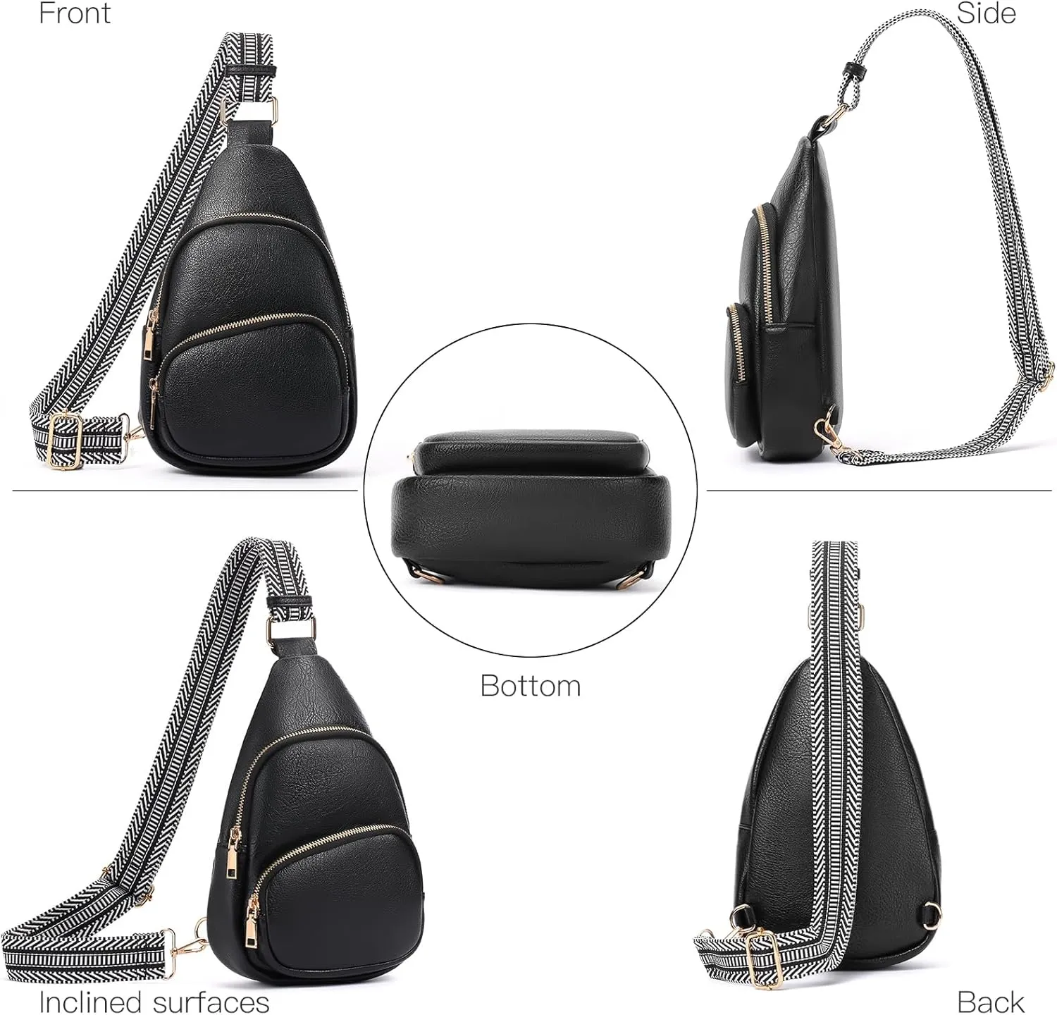 Small Sling Bag for Women, Vegan Leather Crossbody Fanny Packs Chest Bag With Guitar Strap
