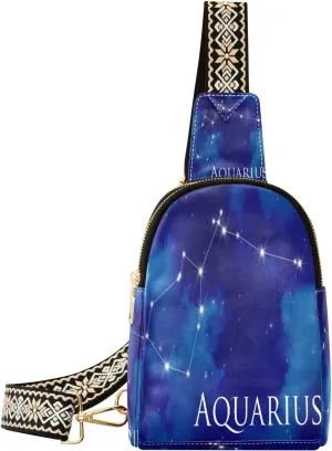 Small Sling Bag Waist Packs Leather Crossbody Packs Chest Bag Aquarius for Women Travel Belt Purse