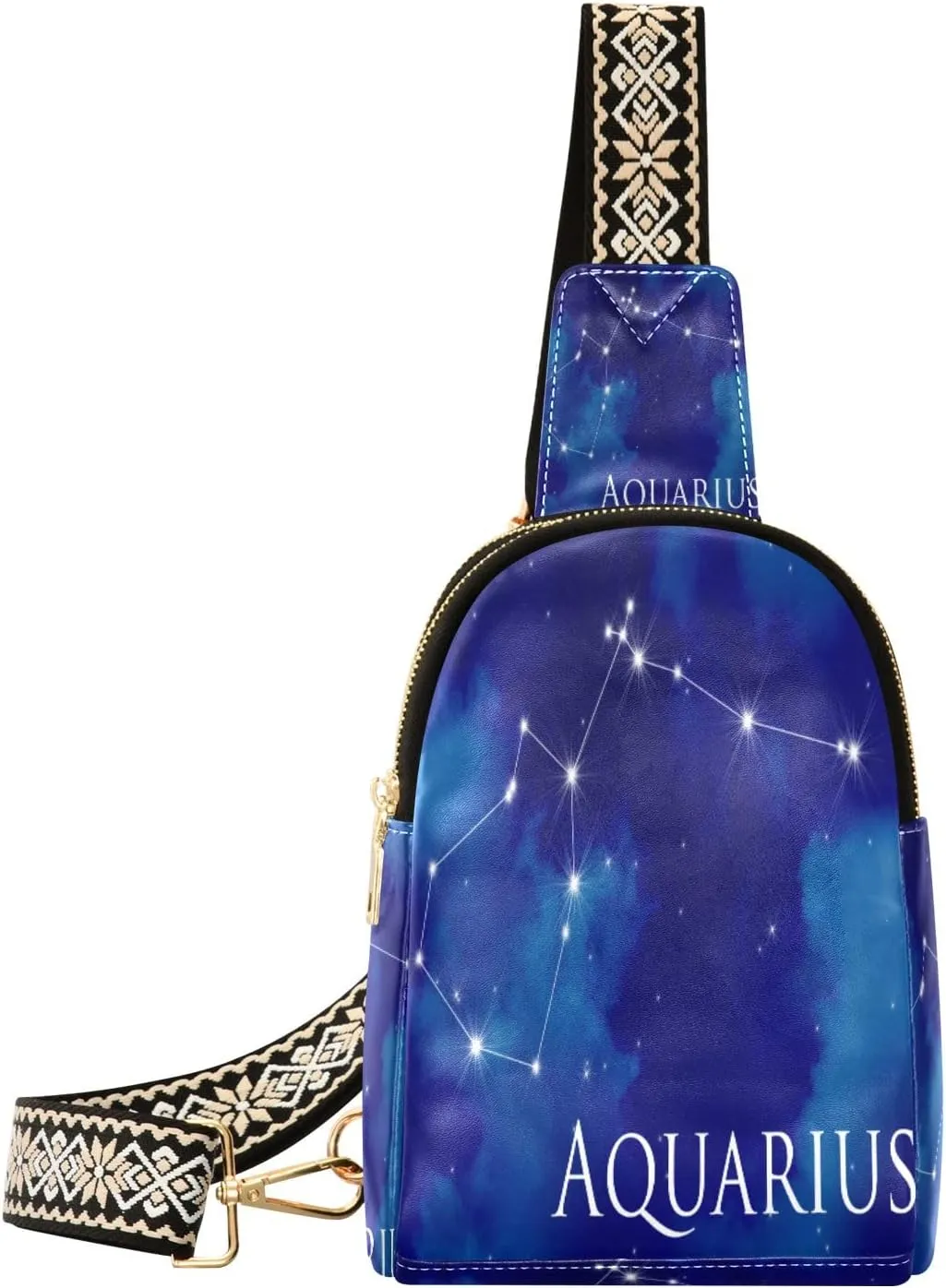 Small Sling Bag Waist Packs Leather Crossbody Packs Chest Bag Aquarius for Women Travel Belt Purse
