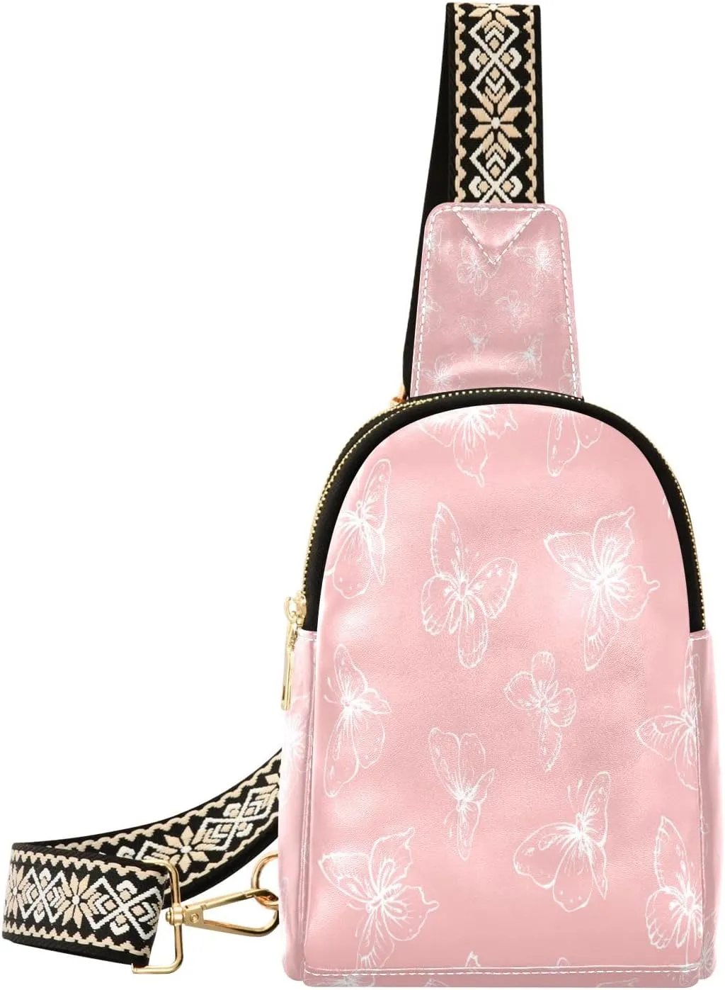 Small Sling Bag Waist Packs Leather Crossbody Packs Chest Bag Butterfly for Women Travel Belt Purse