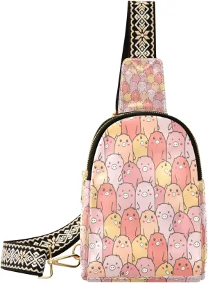 Small Sling Bag Waist Packs Leather Crossbody Packs Chest Bag Cute Pig for Women Travel Belt Purse