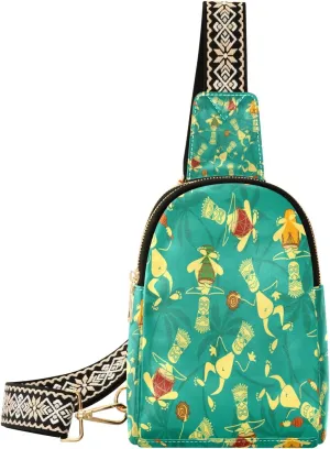 Small Sling Bag Waist Packs Leather Crossbody Packs Chest Bag Tribal Musicians for Women Travel Belt Purse