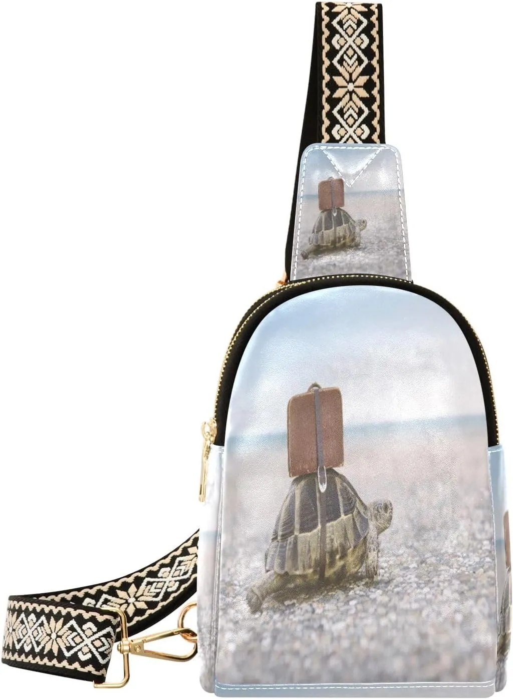 Small Sling Bag Waist Packs Leather Crossbody Packs Chest Bag Turtle Suitcase for Women Travel Belt Purse