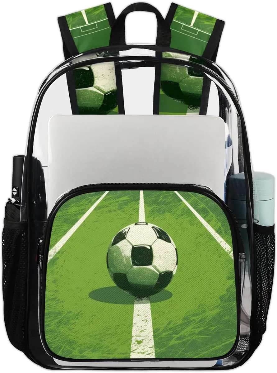 Soccer Heavy Duty Clear Backpack Field Soccer Large See Through Backpacks PVC Transparent Backpack Clear Bag for Women Men Security Stadium Work Travel Events Concert
