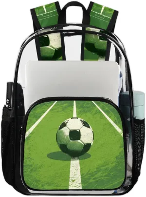 Soccer Heavy Duty Clear Backpack Field Soccer Large See Through Backpacks PVC Transparent Backpack Clear Bag for Women Men Security Stadium Work Travel Events Concert