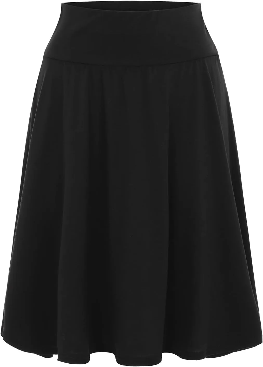 Solid Color Skirts for Women High Waisted Elastic Waist Midi Length Casual Skirt with Flowy Silhouette and Lightweight Fabric