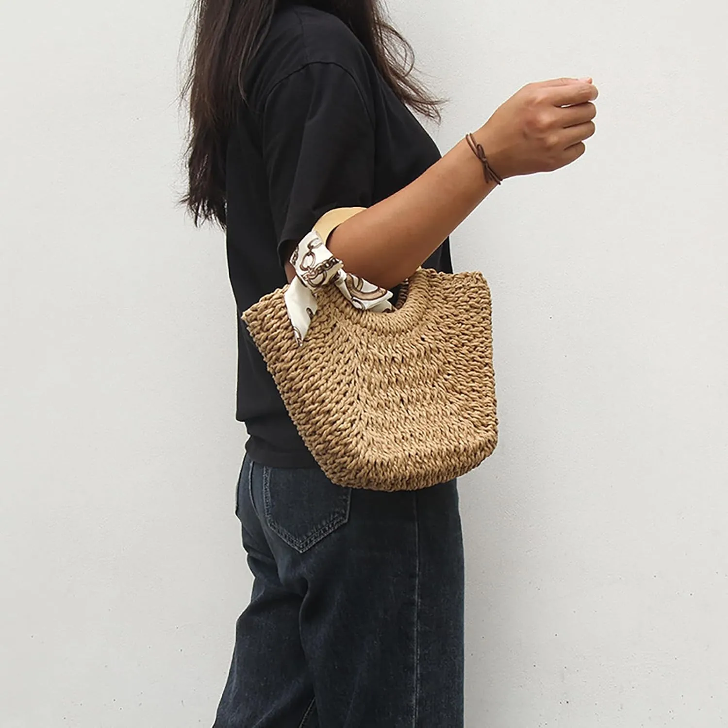 Straw Woven Crossbody Bags Hobo Bags for Summer Fashion Woven Tote Bag Crochet Handbag