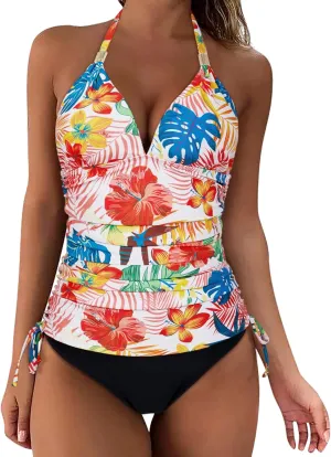 SUUKSESS Women Halter Tankini Bathing Suits Sexy Slimming Tummy Control Swimsuits 2 Pieces