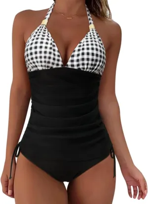 SUUKSESS Women Halter Tankini Bathing Suits Sexy Slimming Tummy Control Swimsuits 2 Pieces