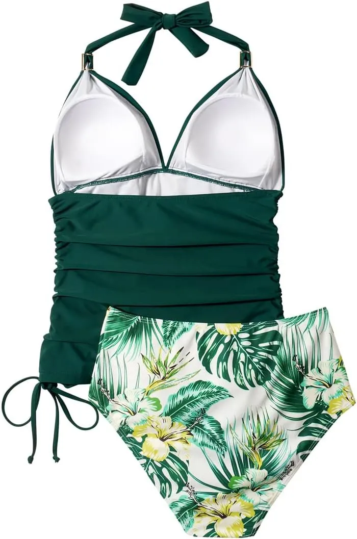 SUUKSESS Women Halter Tankini Bathing Suits Sexy Slimming Tummy Control Swimsuits 2 Pieces