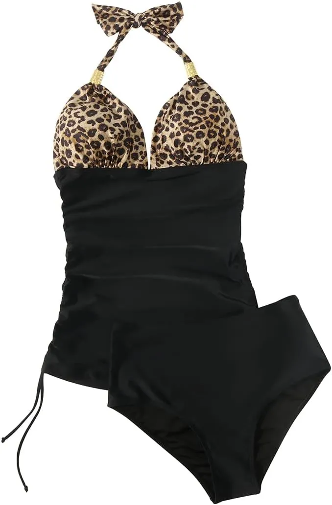 SUUKSESS Women Halter Tankini Bathing Suits Sexy Slimming Tummy Control Swimsuits 2 Pieces