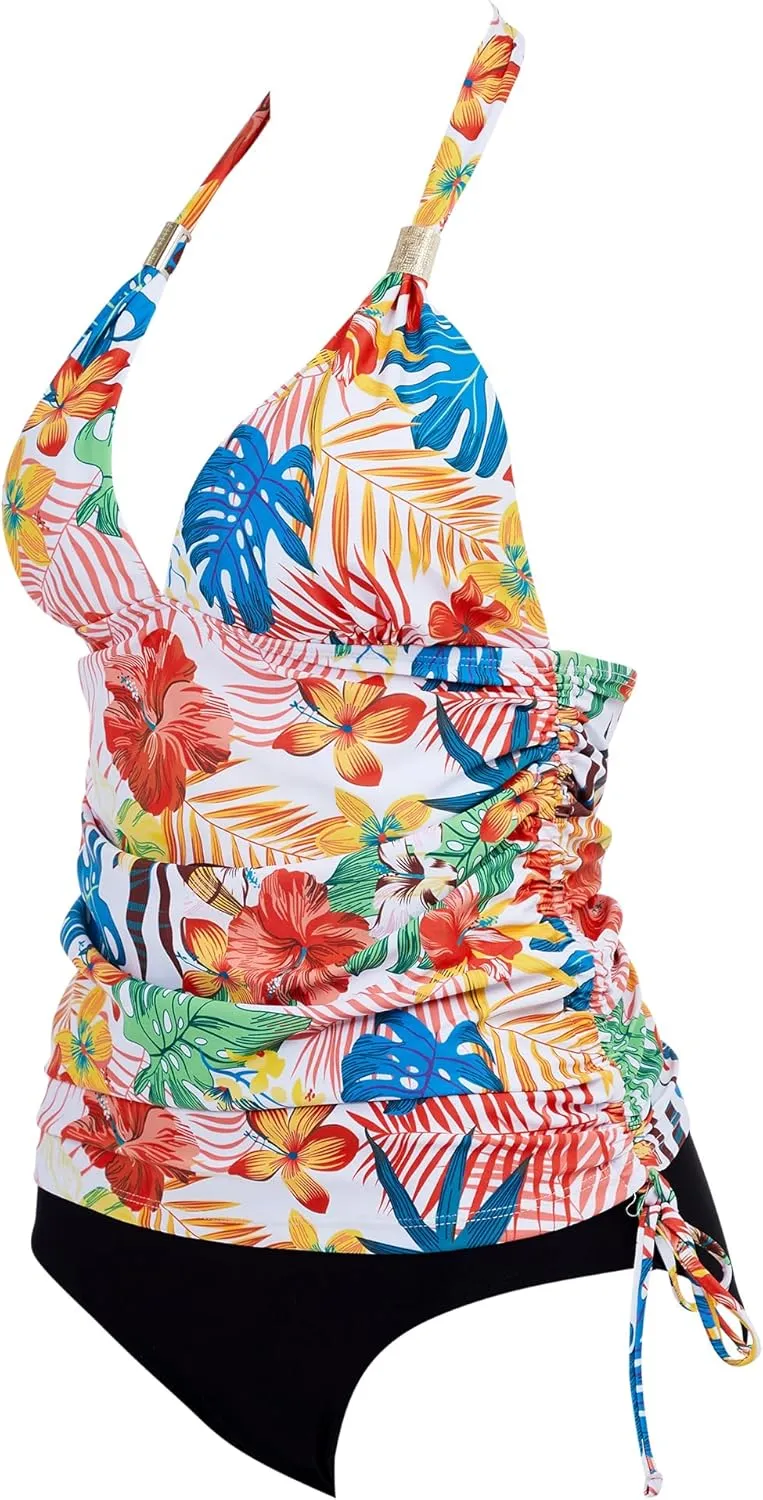 SUUKSESS Women Halter Tankini Bathing Suits Sexy Slimming Tummy Control Swimsuits 2 Pieces