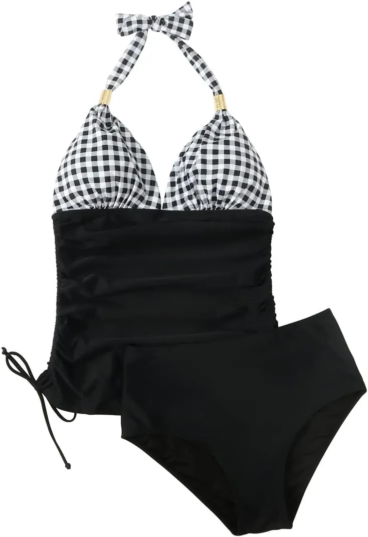 SUUKSESS Women Halter Tankini Bathing Suits Sexy Slimming Tummy Control Swimsuits 2 Pieces
