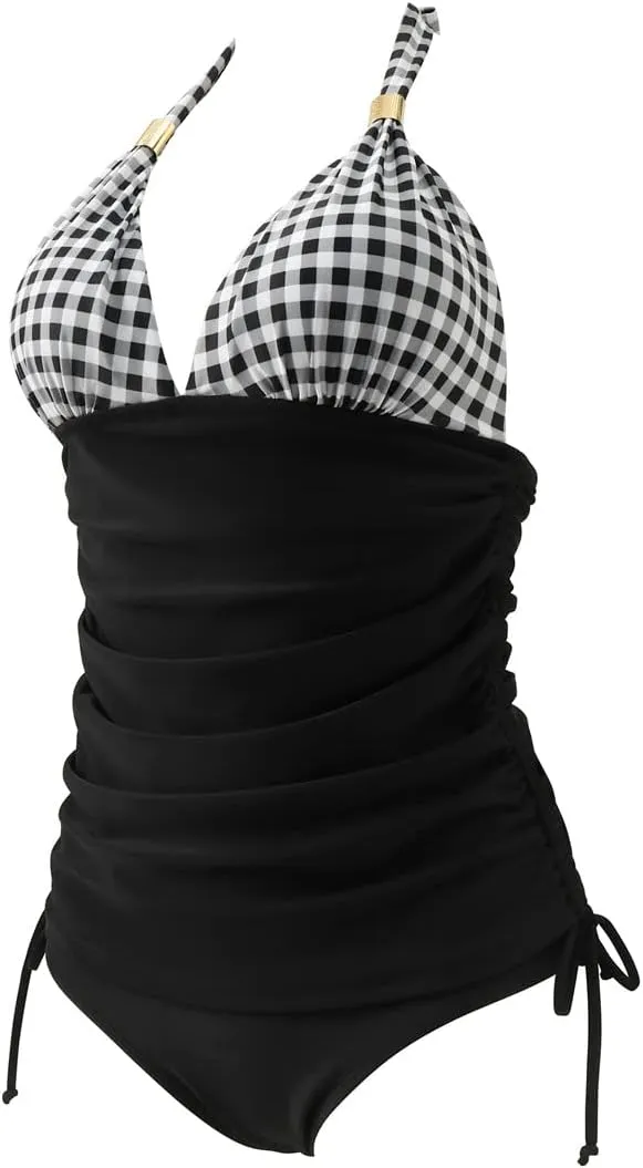 SUUKSESS Women Halter Tankini Bathing Suits Sexy Slimming Tummy Control Swimsuits 2 Pieces