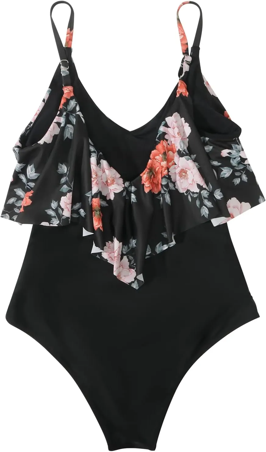 SUUKSESS Women Slimming Ruffle One Piece Swimsuits Ruched Tummy Control Bathing Suits