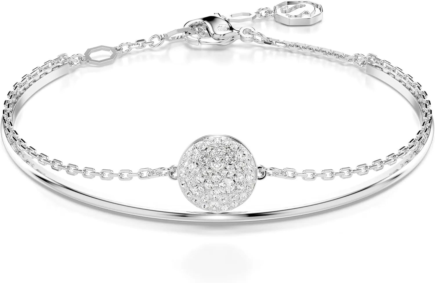 Swarovski Sublima Bangle Bracelet, Meteor Motif with Snow Pav of Clear Round Crystals in a Rhodium-Finished Setting, Part of the Sublima Collection