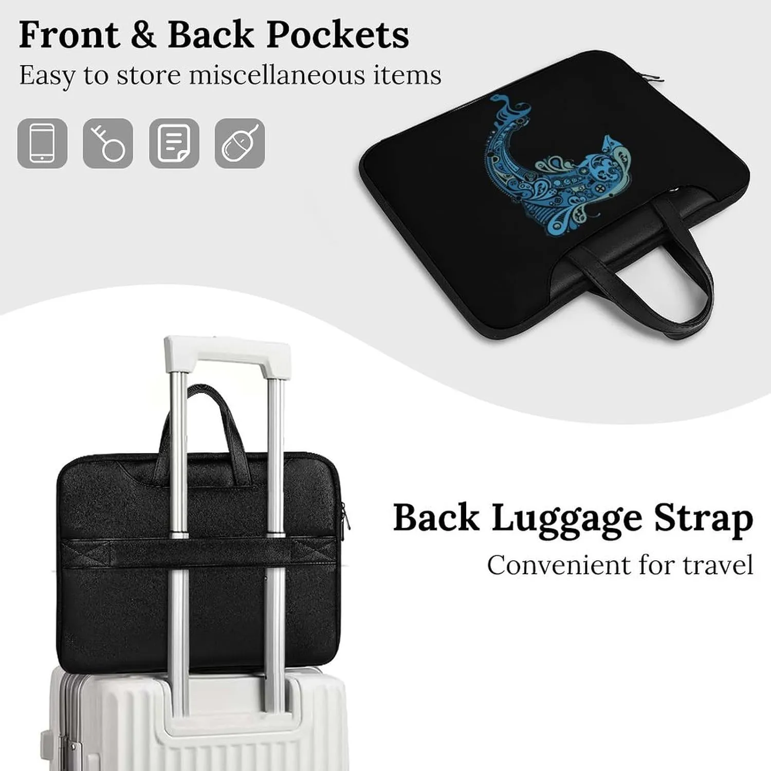 Tattoo Dolphin Totem Leather Bag Laptop Case Slim Water Resistant Computer Bags with Handle Briefcase for Work