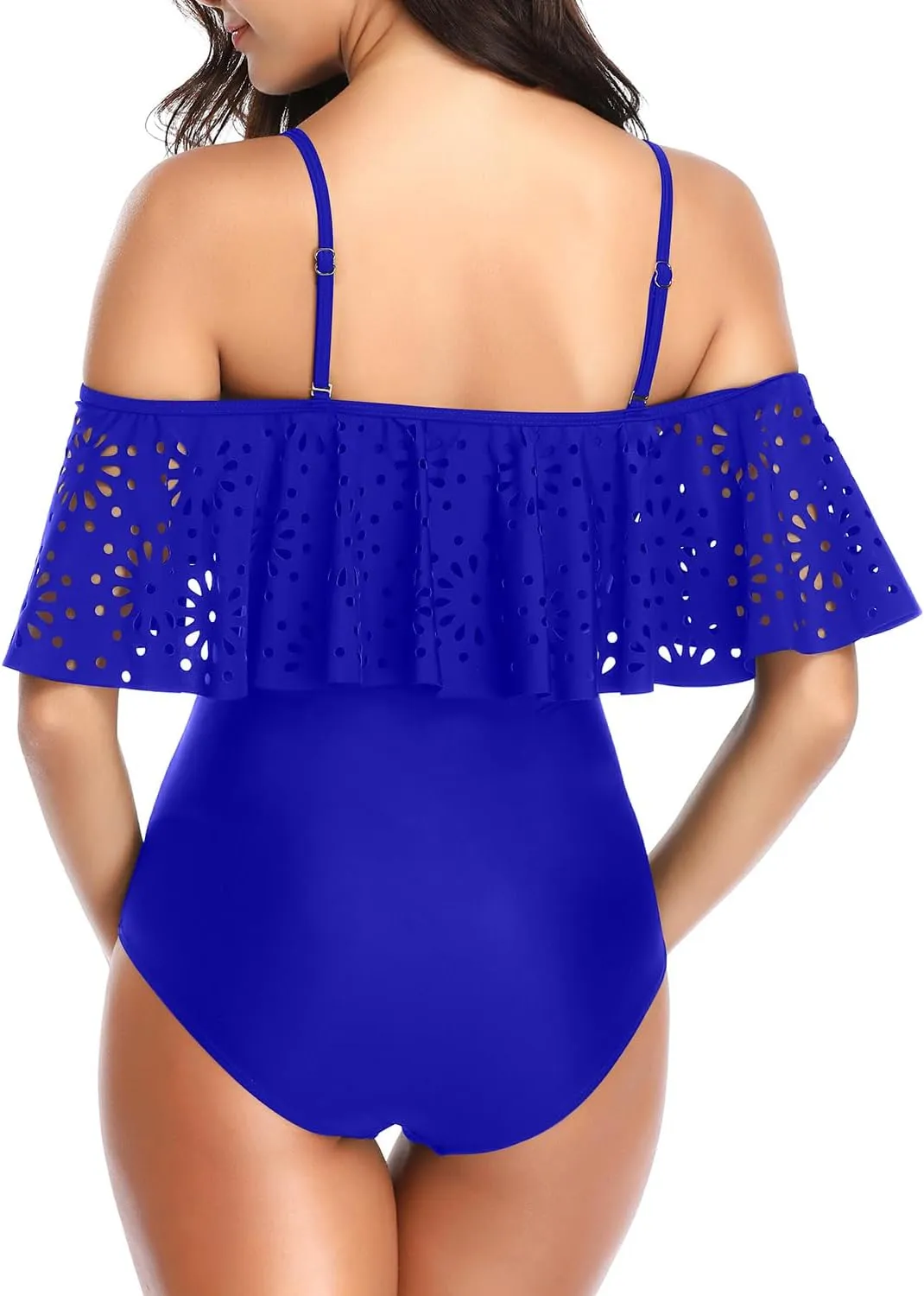 Tempt Me Women One Piece Off Shoulder Lace Swimsuits Ruffle Flounce Hollow Bathing Suits