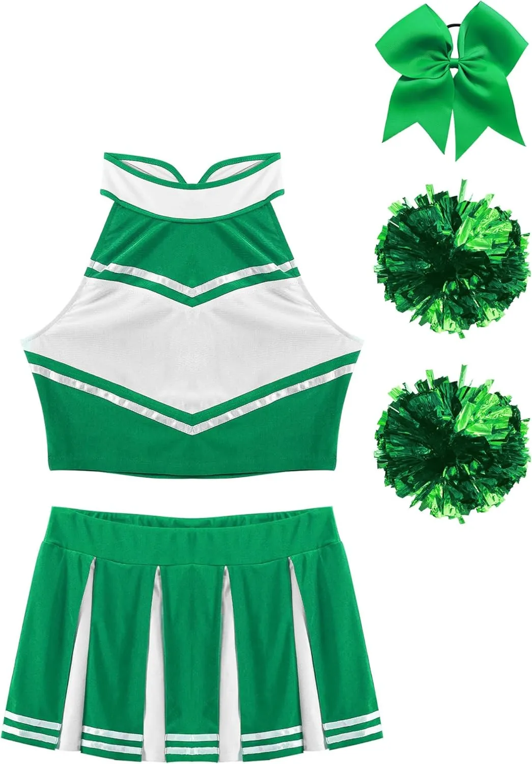 TiaoBug Women's Cheer Dance Costume Halloween Crop Top Pleated Skirt Outfit Cheerleading Uniform Dress