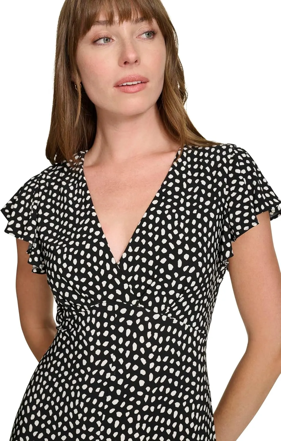Tommy Hilfiger Women's Empire Waist V Neck Printed Jersey Midi Dress