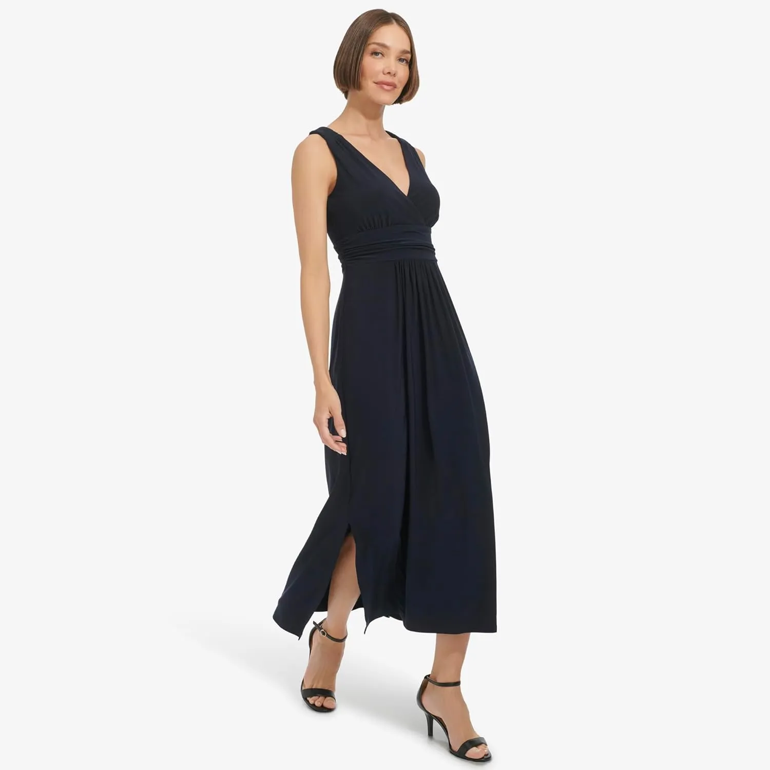 Tommy Hilfiger Women's Sleeveless V-Neck Jersey A-line Midi Dress