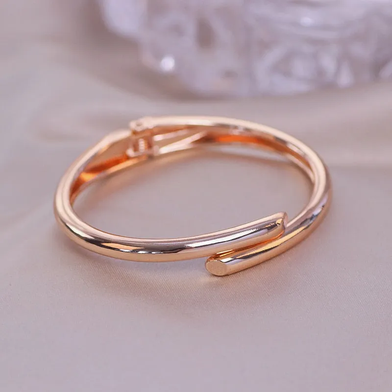 Trendy Geometry Round Bracelets &amp; Bangles For Women Charm Crystal Cuff Bracelet Rose Gold Color Bangles Female Jewelry Accessory