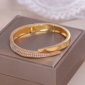 Trendy Geometry Round Bracelets &amp; Bangles For Women Charm Crystal Cuff Bracelet Rose Gold Color Bangles Female Jewelry Accessory