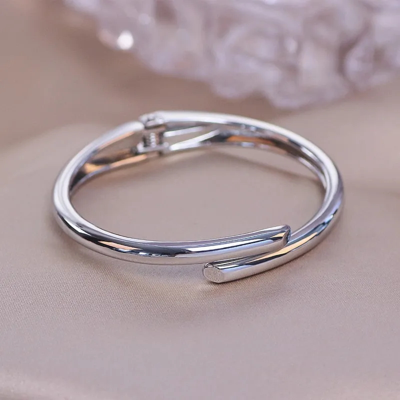 Trendy Geometry Round Bracelets &amp; Bangles For Women Charm Crystal Cuff Bracelet Rose Gold Color Bangles Female Jewelry Accessory