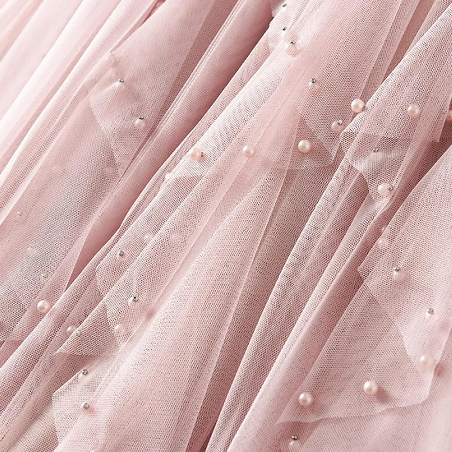 tuduoms Spring Fairy Pleated Tulle Skirts Teen Girls Ruffle Tiered Long Skirts High Waist Party Prom Mesh Flowy Midi Skirt